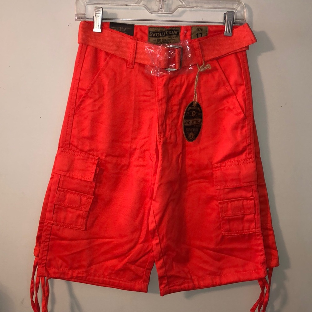 Revolution Boys Orange Cargo Shorts with Matching Belt